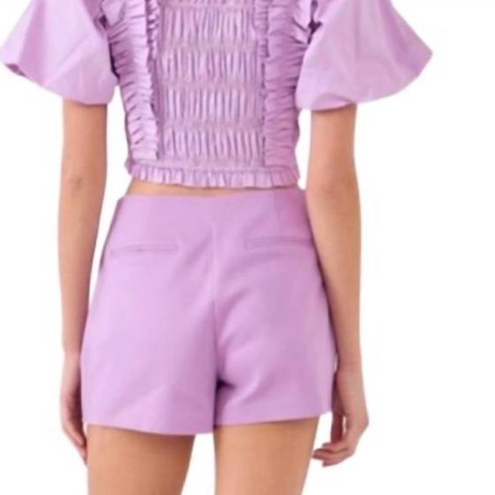 Revolve ENDLESS ROSE feeling fun puff sleeve top in lavender purple stretchy XS - Picture 4 of 10